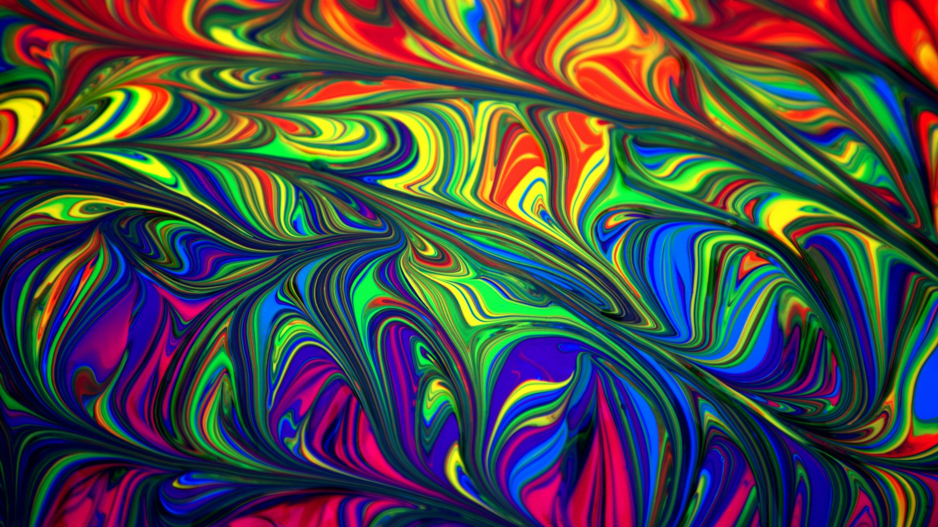 Bunte Marmorierung Lebhafte, farbenfrohe Marmorierung mit fließenden Linien und Mustern.